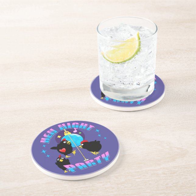 Funny Hens Night Party Funny Chicken  Coaster (Side)