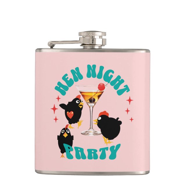Funny Hens Night Party Funny Chicken  Hip Flask (Front)
