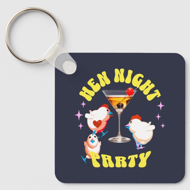 Funny Hens Night Party Funny Chicken  Key Ring (Front)
