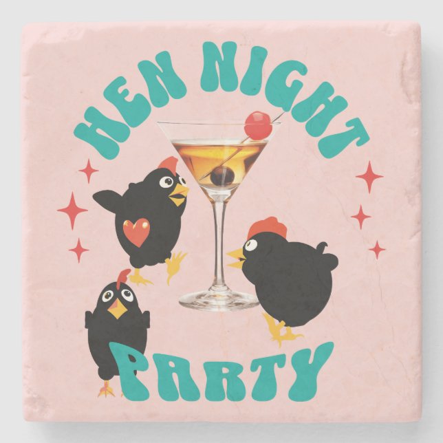 Funny Hens Night Party Funny Chicken  Stone Coaster (Front)