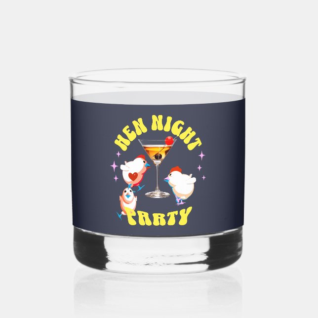 Funny Hens Night Party Funny Chicken  Whiskey Glass (Front)