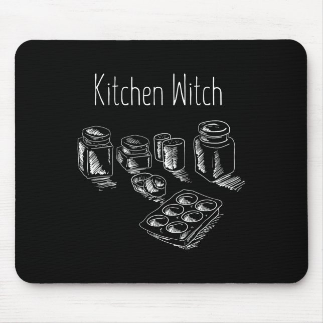 Funny Herbalist Kitchen Witch Halloween Cooking Ch Mouse Pad (Front)