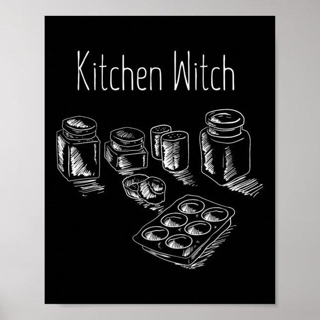 Funny Herbalist Kitchen Witch Halloween Cooking Ch Poster (Front)