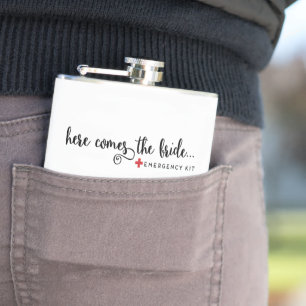 Funny Here Comes the Bride Bachelorette Party Hip Flask