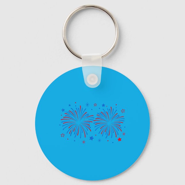 Funny Here For The Fireworks 4th Of July Couple Key Ring (Front)
