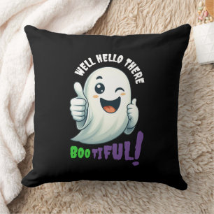Funny Hey Boo-tiful! Cute Winking Ghost Cushion