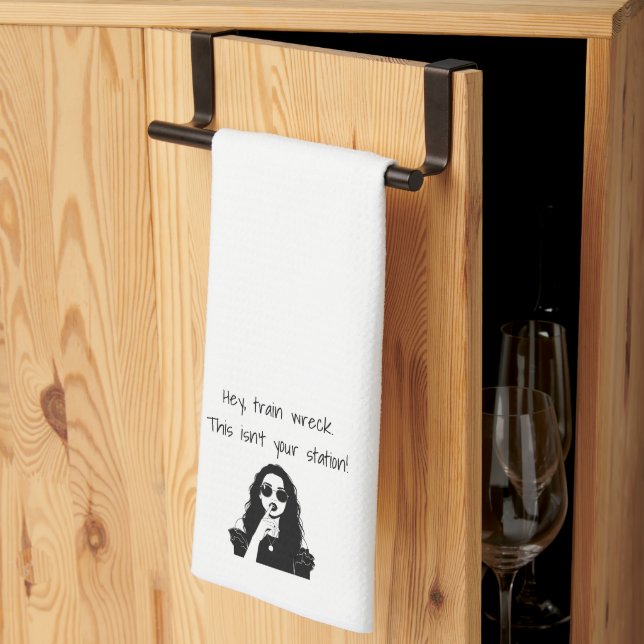 Funny Hey, Train Wreck This Isn't Your Station  Tea Towel (Thirds Fold)