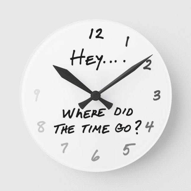 Funny Hey Where Did the Time Go Round Clock (Front)