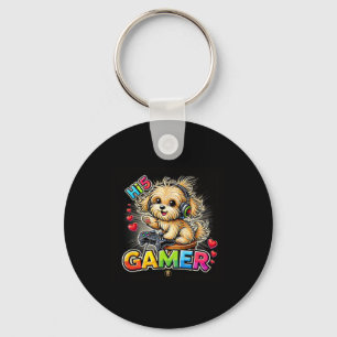 Funny Hi5 Gamer Puppy - Dog Lovers Key Ring