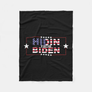 Funny Hidin From Biden - Anti Joe - Pro Trump Fleece Blanket