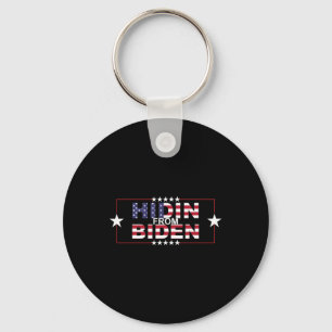Funny Hidin From Biden - Anti Joe - Pro Trump Key Ring