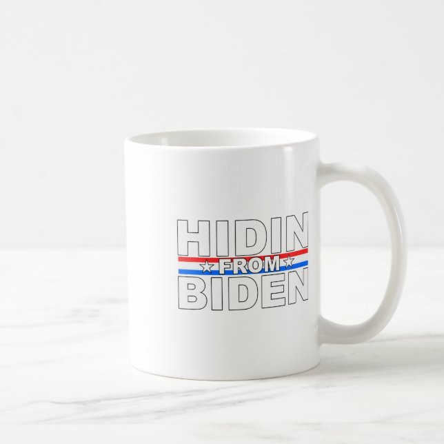 Funny Hidin From Biden - Anti Joe - Trump  Coffee Mug (Right)