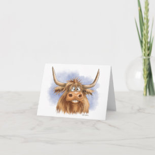 Funny Highland Cow cartoon Thank You Card