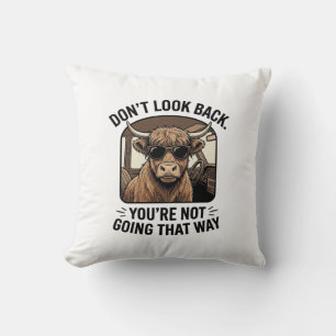 Funny Highland Cow Don’t Look Back Retro Cushion