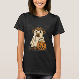 Funny Highland Cow Ghost Costume Spooky Halloween T-Shirt