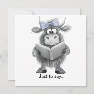 Funny Highland Cow Hand Drawn Just To Say Thank You Card