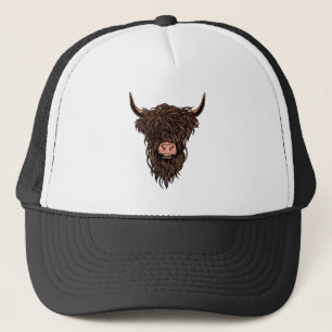 Funny Highland Cow Head Trucker Hat
