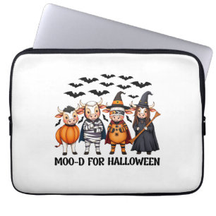Funny Highland Cow Moo-d for Halloween Laptop Sleeve