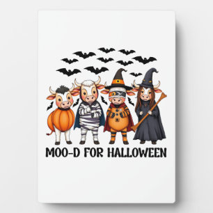 Funny Highland Cow Moo-d for Halloween Plaque