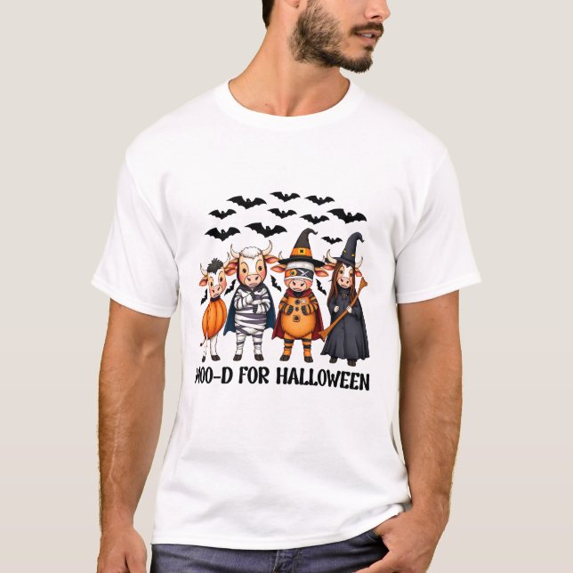 Funny Highland Cow Moo-d for Halloween T-Shirt (Front)