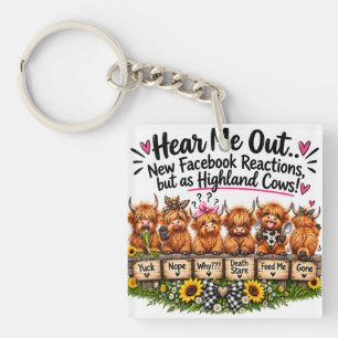 Funny Highland Cow Reactions Key Ring