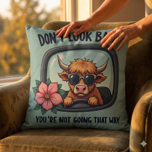 Funny Highland Cow Retro Western Motivational Art Cushion
