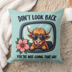 Funny Highland Cow Retro Western Motivational Art Cushion