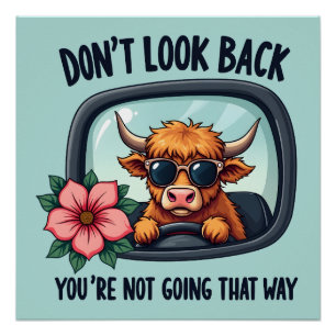 Funny Highland Cow Retro Western Motivational Art Poster
