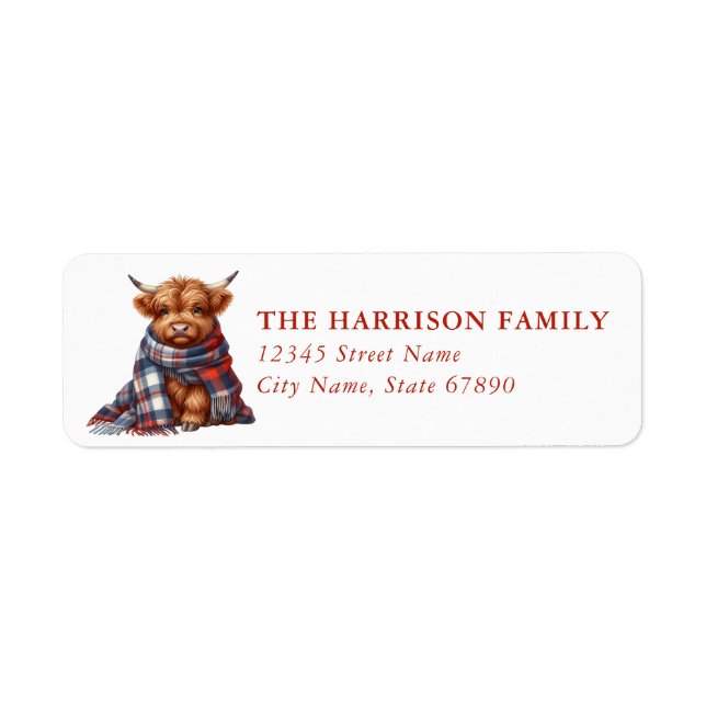 Funny Highland Cow Return Address Labels (Front)
