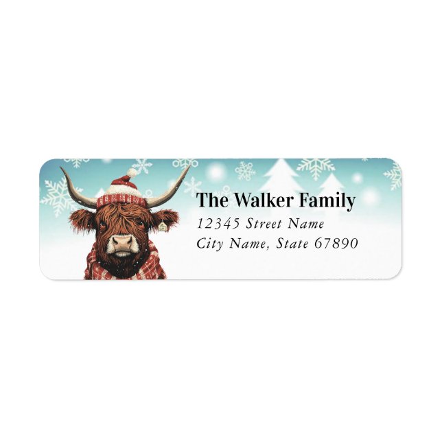Funny Highland Cow Return Address Labels (Front)