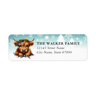 Funny Highland Cow Return Address Labels