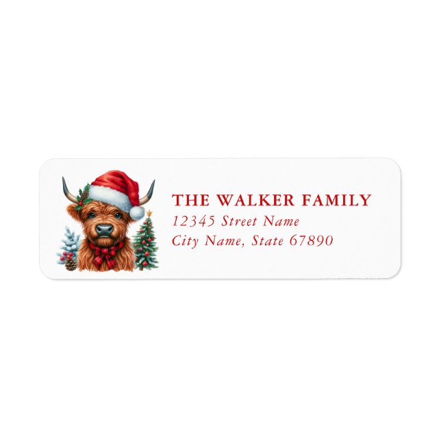 Funny Highland Cow Return Address Labels (Front)