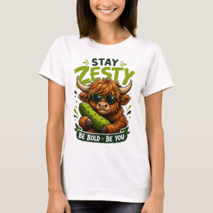 Funny Highland Cow Stay Zesty Graphic T-Shirt