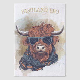 Funny Highland Cow Wearing Sunglasses Tissue Paper