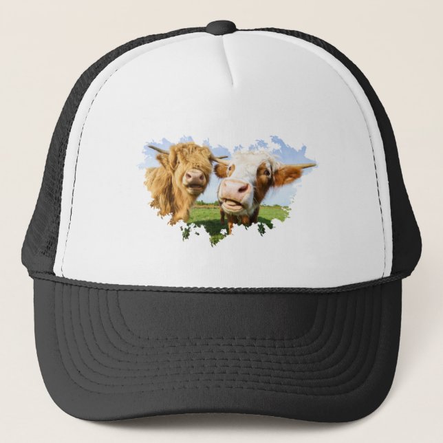 Funny Highland Cows Trucker Hat (Front)