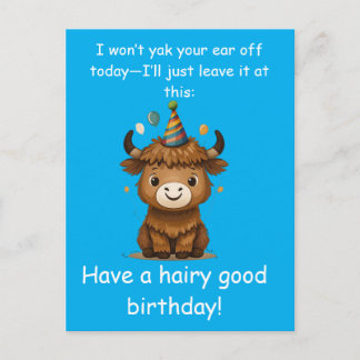 Funny Highland Yak: Hairy Good Birthday Puns Postcard