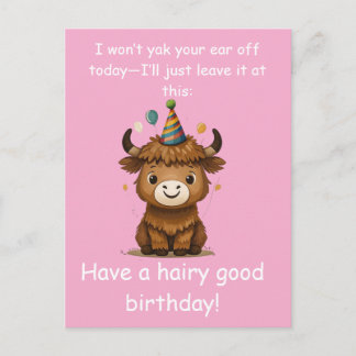 Funny Highland Yak: Hairy Good Birthday Puns Postcard