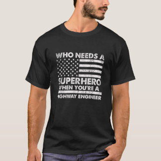 Funny Highway Engineer Superhero Vintage Tee For M
