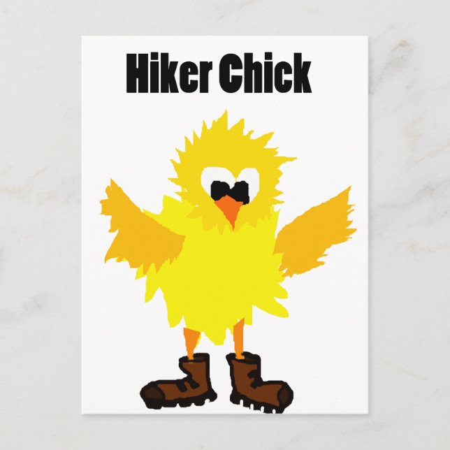 Funny Hiker Chick Cartoon Postcard (Front)