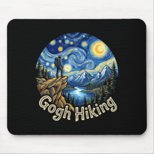 Funny hiker gogh hiking starry night art van gogh mouse pad