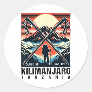 Funny Hiking Art Climbed Mount Kilimanjaro For Hik Classic Round Sticker