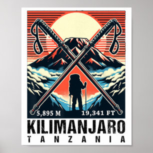 Funny Hiking Art Climbed Mount Kilimanjaro For Hik Poster