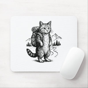 Funny Hiking Cat Backpacking Hikers & Animal Lover Mouse Pad