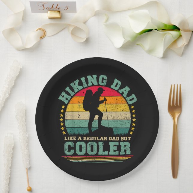 Funny Hiking Dad Like A Regular Dad Hiking Paper Plate (Wedding)