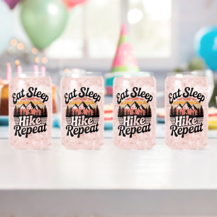 Funny Hiking Eat Sleep Hike Repeat Can Glass