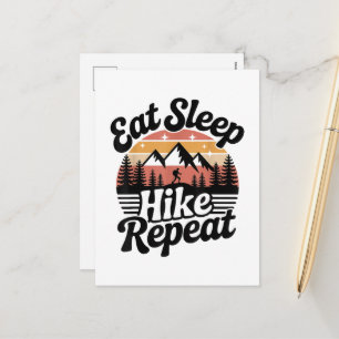 Funny Hiking Eat Sleep Hike Repeat Holiday Postcard