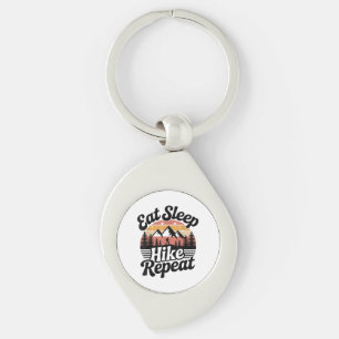 Funny Hiking Eat Sleep Hike Repeat Key Ring