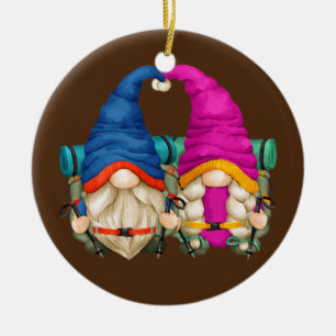 Funny Hiking Mum And Dad Design With Unique Hiker Ceramic Ornament