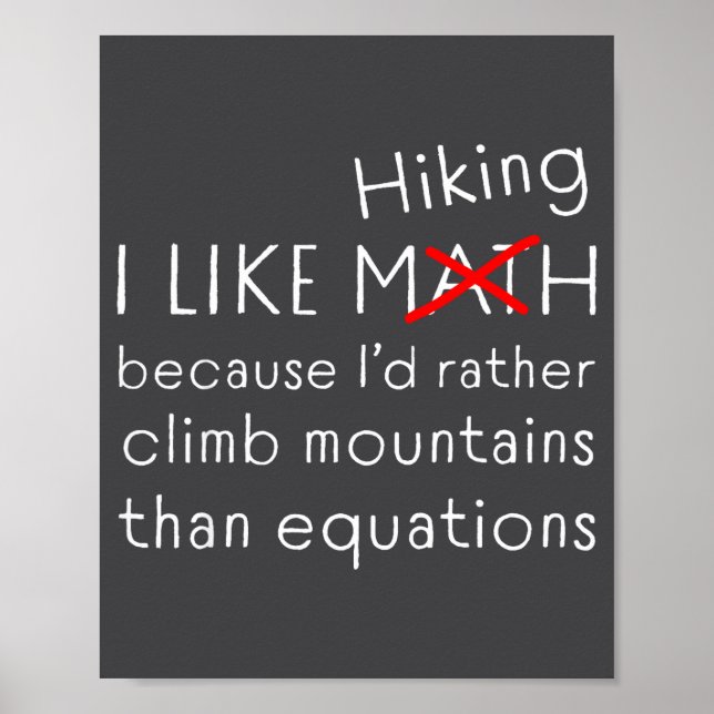 Funny Hiking Over Math Humor Mountains Vs Equation Poster (Front)