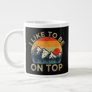 Funny Hiking Vintage Mountain Sunset Outdoor Hiker Large Coffee Mug
